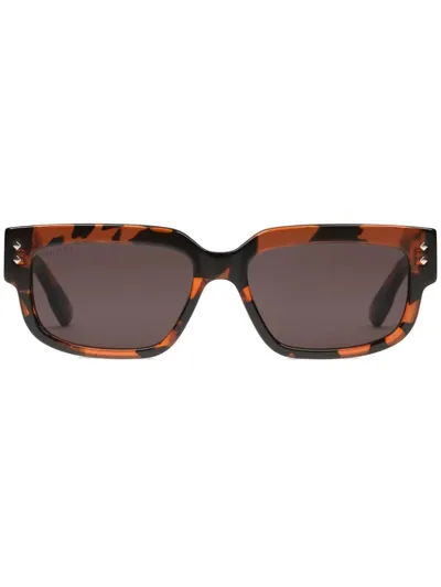 Gucci Square Tinted Sunglasses In Braun