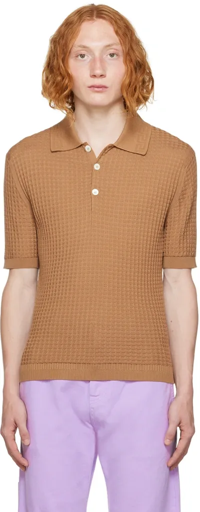 Versace Brown Greca Polo In 1n700 Tawny Brown