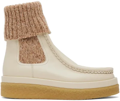 Chloé Beige Jamie Boots In 122 Eggshell