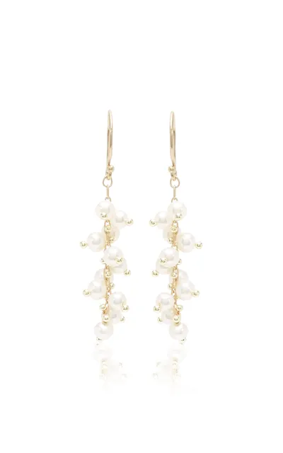 Ten Thousand Things Short Spiral 18k Yellow Gold Pearl Earrings In Ivory