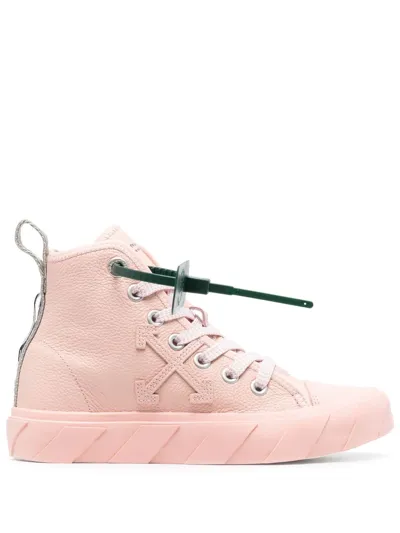 Off-white Logo-tape Leather Hi-top Sneakers In Rosa