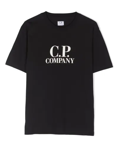 C.p. Company Logo-print Crewneck Cotton-jersey T-shirt 4-14 Years In Black