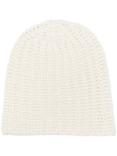 Liska Heidi Cashmere Chunky-knit Beanie In White