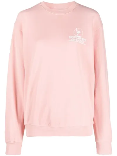 Sporty And Rich Printed Cotton-jersey Sweatshirt In Rose & White