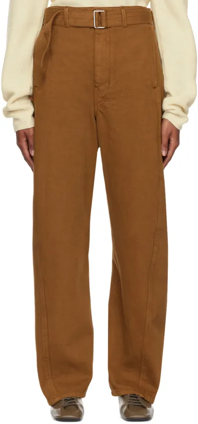 Lemaire Brown Twisted Belted Jeans