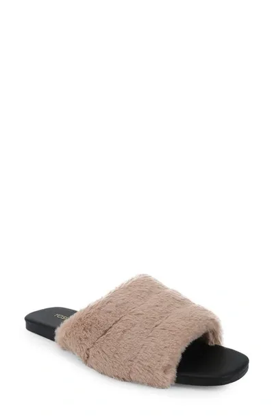 Yosi Samra Noro Faux Fur Slide Sandal In Beige