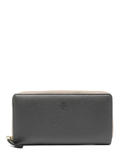 Eleventy Debossed-logo Continental Wallet In Grey