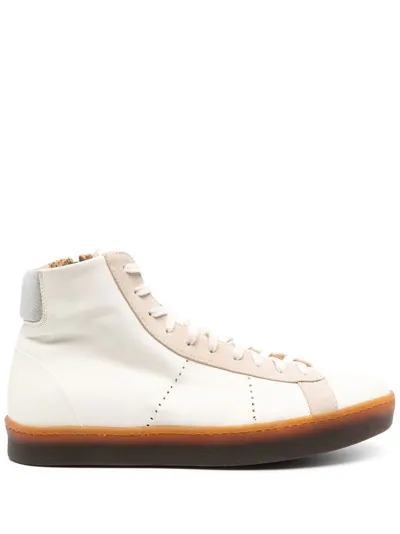 Eleventy Panelled High-top Sneakers In White