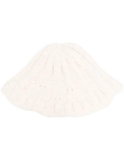 Mm6 Maison Margiela Ribbed Knit Bucket Hat In Nude