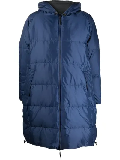 Marni Reversible Padded Hooded Coat In Blau