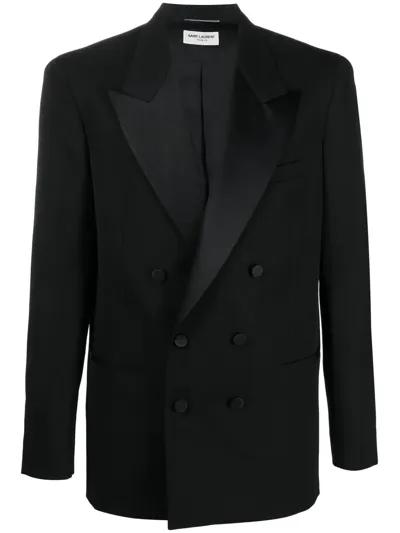 Saint Laurent Double-breasted Tailored Blazer In Black