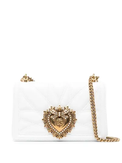 Dolce & Gabbana Medium Devotion Quilted Shoulder Bag In White