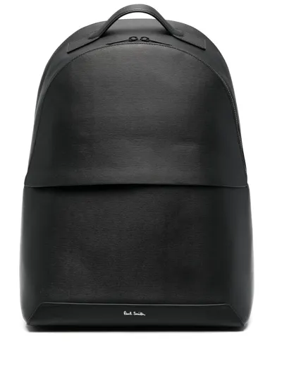 Paul Smith Logo-strap Leather Backpack In Black