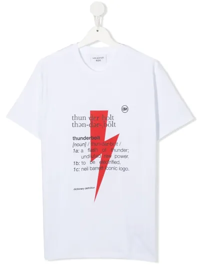 Neil Barrett Teen Thunderbolt Entry T-shirt In White