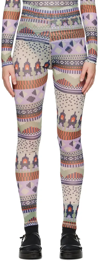 Henrik Vibskov Ssense Exclusive Multicolor Leggings In Green Lavender Orang