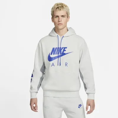 Nike Air Men's Brushed-back Fleece Pullover Hoodie In Grey