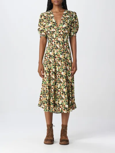 Marni Floral Puff-sleeve Dress In Black