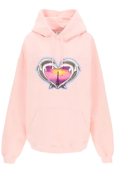 Vetements Dolphins Hoodie Heart Logo In Baby Pink (pink)