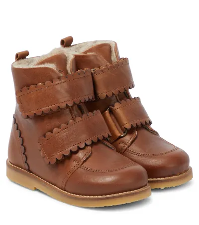 Petit Nord Kids' Leather Boots In Hazelnut