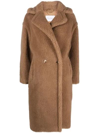 Max Mara Brown Teddy Coat In Camel