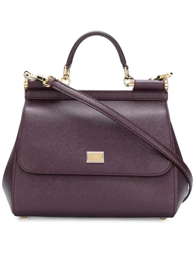 Dolce & Gabbana Medium Sicily Dauphine Leather Handbag In Violet