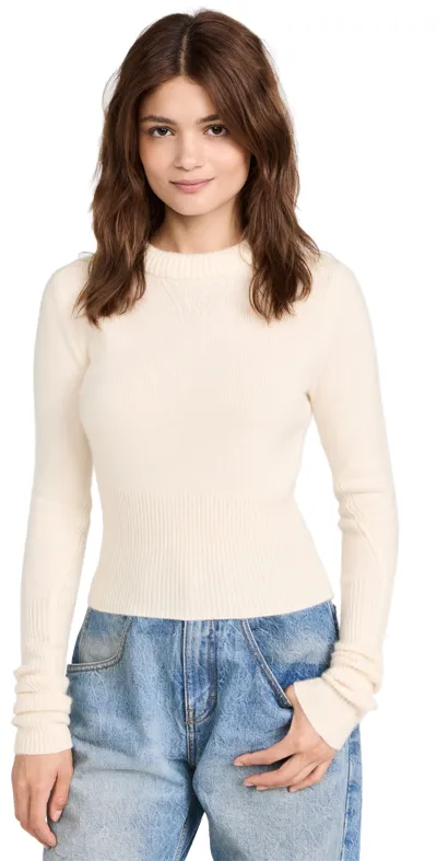 Rag & Bone Ann Striped Turtleneck Cashmere-blend Sweater In Ivory