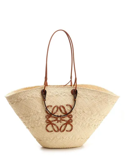 Loewe Large Anagram Basket Bag In Nattan