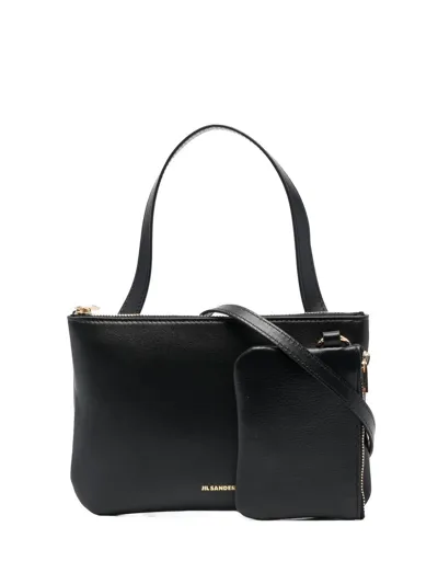 Jil Sander Logo-stamp Shoulder Bag In Black