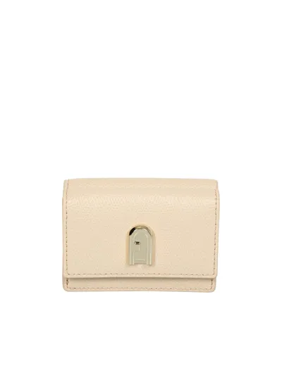 Furla 1927 Grained-leather Wallet In Beige