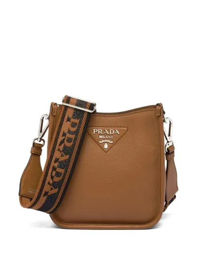 Prada Mini Logo-plaque Shoulder Bag In Caramel 0 N