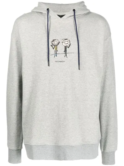 Viktor & Rolf Graphic Print Cotton Hoodie In Grey