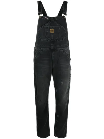 Washington Dee Cee Logo-patch Denim Dungarees In Black