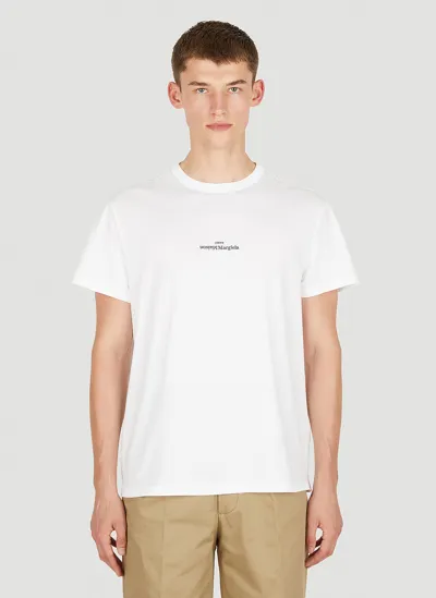 Maison Margiela Upside Down Logo T-shirt In White