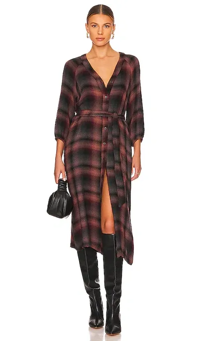 Bella Dahl Button Down Midi Dress In Canyon Pucker Plaid