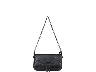 Zadig & Voltaire Rock Nano Leather Cross-body Bag In Black