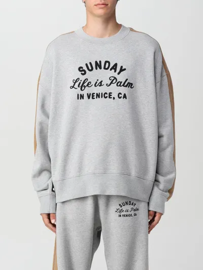 Palm Angels Embroidered Detail Crewneck Sweatshirt In Grey