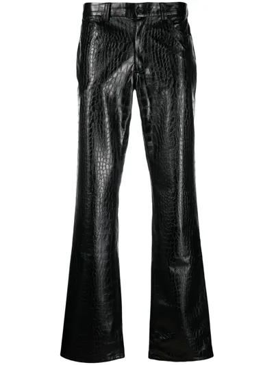 Viktor & Rolf Faux Leather Crocodile-effect Trousers In Black