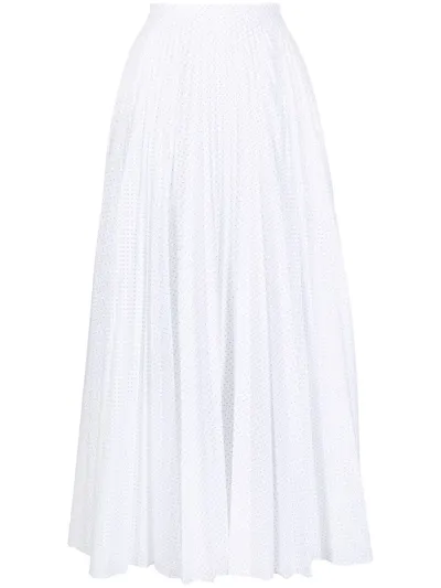 Erdem Pleated Broderie Anglaise Midi Skirt In White