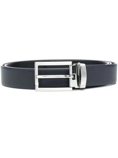 Emporio Armani Logo-buckle Leather Belt In Blau