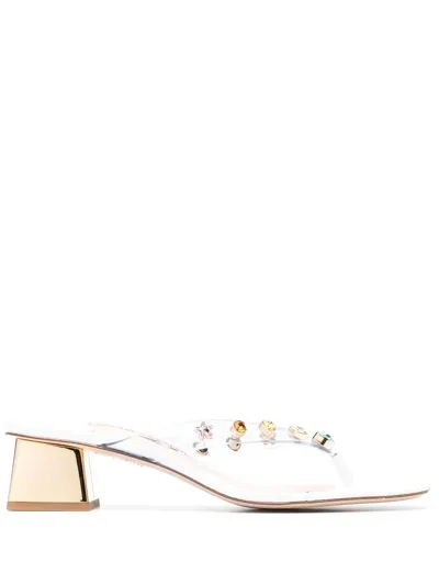 Sophia Webster White Camille 40 Crystal-embellished Leather Sandals