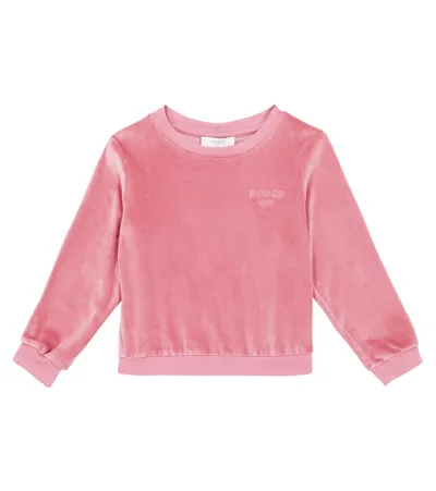 Paade Mode Kids' Velvet Sweatshirt In Copenhagen Pink