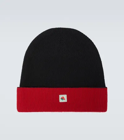 Kenzo Logo-patch Ribbed-knit Beanie In Noir