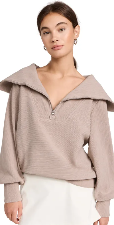 Varley Vine Oversized 1/2-zip Pullover Sweatshirt In Taupe Marl