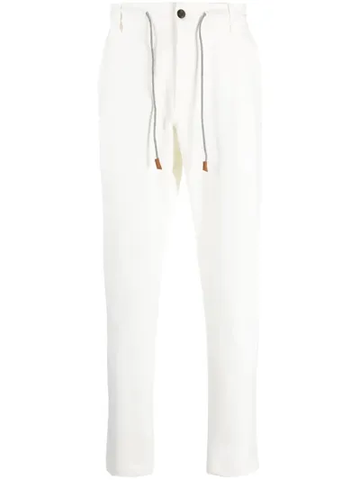 Eleventy Drawstring-waist Corduroy Trousers In White