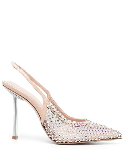 Le Silla Rhinestone-embellished 100mm Mesh Pumps In Nude