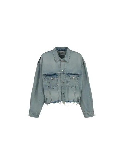 Balenciaga Light Blue Deconstructed Jeans Jacket In Blue Skies