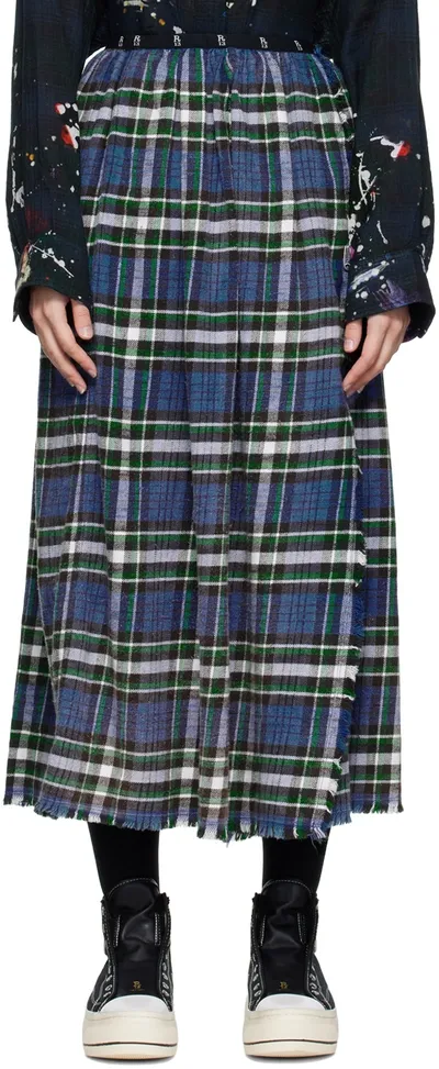 R13 Wrap-effect Distressed Checked Cotton-flannel Midi Skirt In Plaid