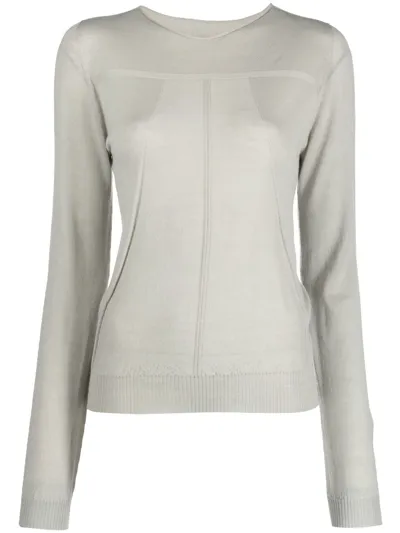 Rick Owens Panelled Virgin Wool Jumper In Neutrals