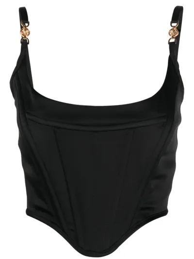 Versace Medusa Detail Corset Top In Black