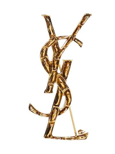 Saint Laurent Gold Opyum Crocodile Brooch